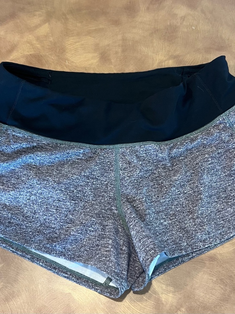Lululemon ; Speed Up Heather Gray Running  Shorts with Black Waistband , size 2